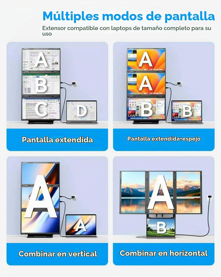 ROYY - Extensor de pantalla para portátil cuádruple de 15.6 pulgada...