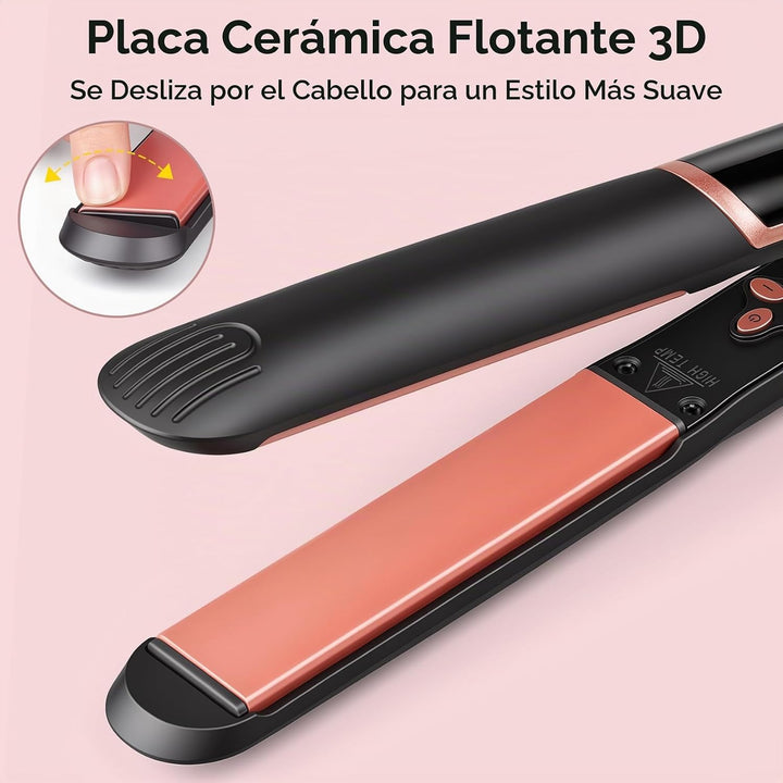 Plancha de pelo y rizador 2 en 1 de 1 pulgada, plancha plana de cer...