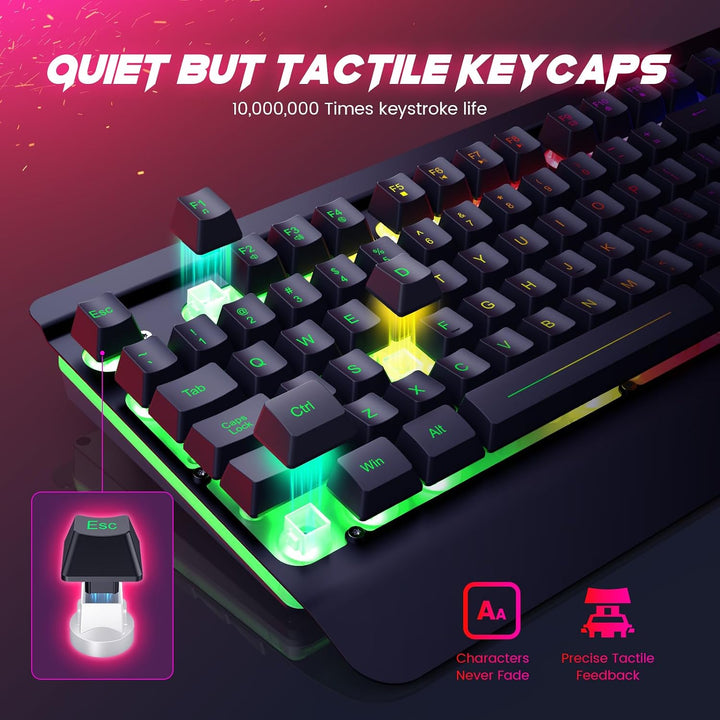 Combo de teclado y mouse para juegos con cable, panel de metal de 1...