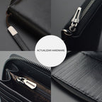 Bveyzi Cartera de piel con bloqueo RFID para mujer, con cremallera alrededor del teléfono, embrague de gran capacidad, bolso de viaje para mujer