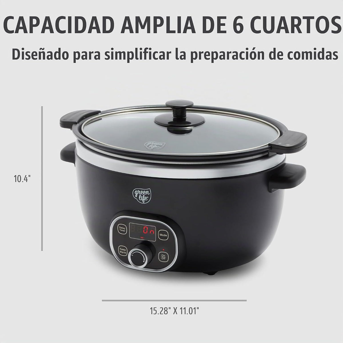 GreenLife 6QT - Olla de cocción lenta antiadherente de cerámica