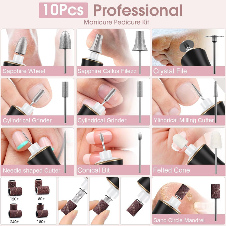 Taladro Eléctrico de Uñas, Kit Profesional de Manicura y Pedicura,...