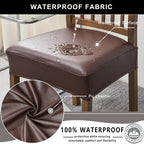 Fundas impermeables para asientos de sillas de comedor, juego de 4, fundas de asiento de cuero PU para sillas de comedor, fundas de asiento extraíbles lavables para sillas, fundas protectoras