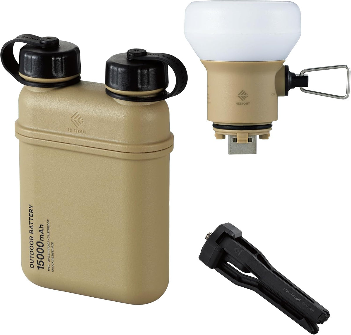ELECOM NESTOUT Cargador portátil y lámpara, batería de 15000 mAh pa...