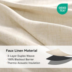Cortinas plisadas de lino totalmente opacas color crema de 96 pulgadas de