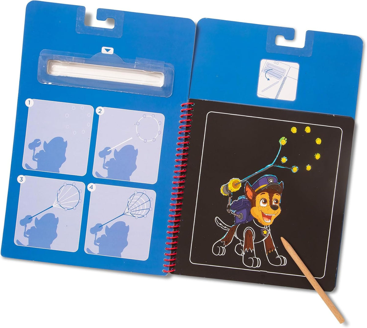 Melissa & Doug PAW Patrol Scratch Art - Paquete de 3 almohadillas de actividades de viaje Chase, Skye, Marshall Color Reveal