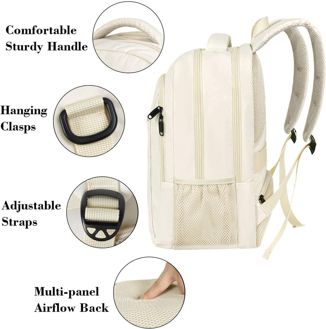MATEIN - Mochila beige para laptop de 15.6 pulgadas, ligera y resis...