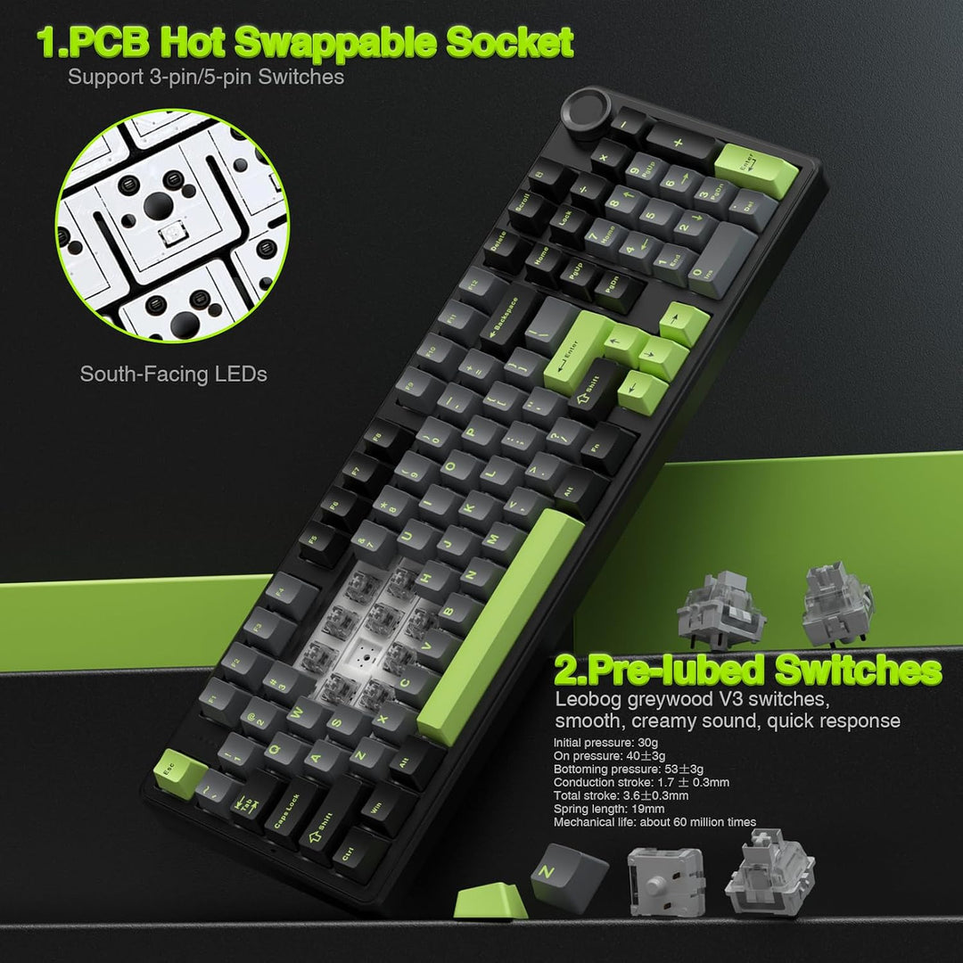 AULA F99 Pro Teclado Mecánico Inalámbrico con Perilla, Sonido Cremo...