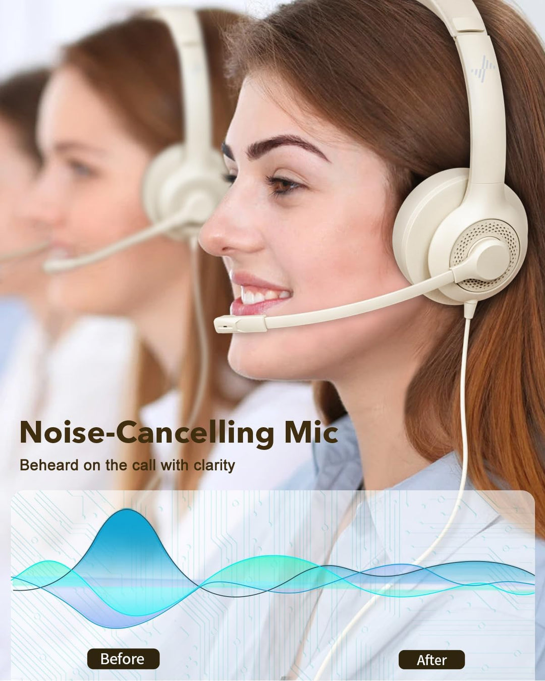 JIAMQISHI Auriculares USB con micrófono para PC, auriculares de com...