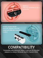 Orzly Volantes Compatibles con Nintendo Switch 2 (Consola 2025) Paquete Doble de Volantes para Coches y Juegos de Mario Kart con Joy-Con Controllers (1 Rojo 1 Azul) en Caja de Regalo