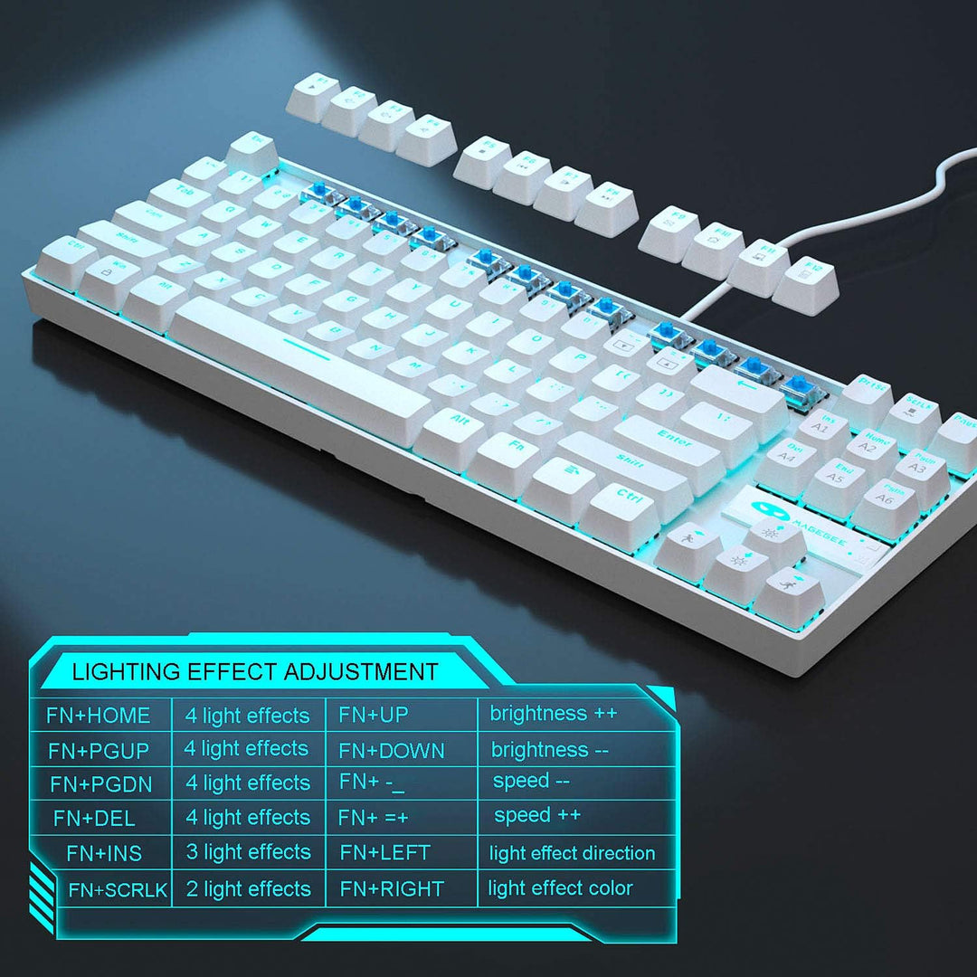 MageGee Teclado mecánico para juegos con interruptor azul, teclado...