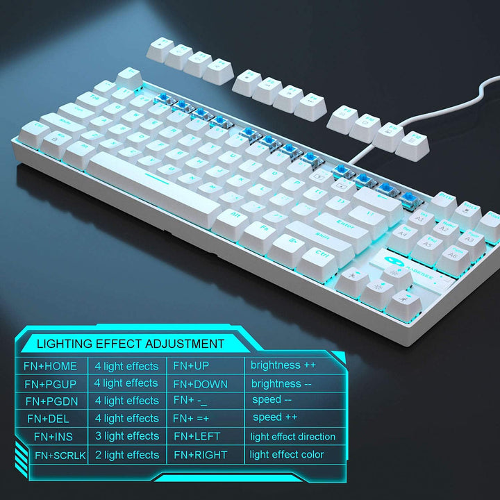 MageGee Teclado mecánico para juegos con interruptor azul, teclado...