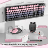 Teclado y mouse inalámbricos, MOFII con teclas redondas retro de 10...