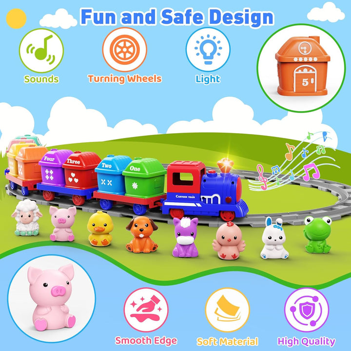 Juguetes de aprendizaje para niños de 1, 2, 3 años, juego de tren d...
