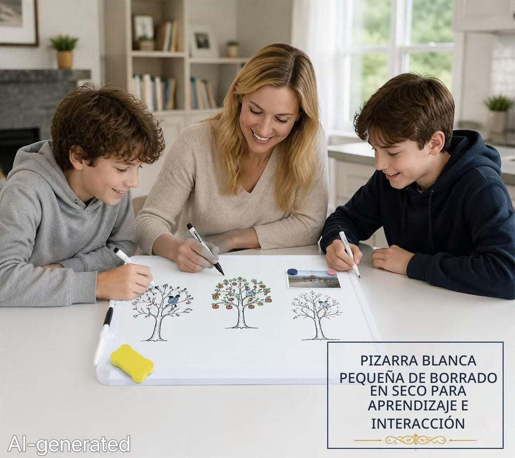 MXG Pizarra blanca pequeña de doble cara con marcadores, imanes