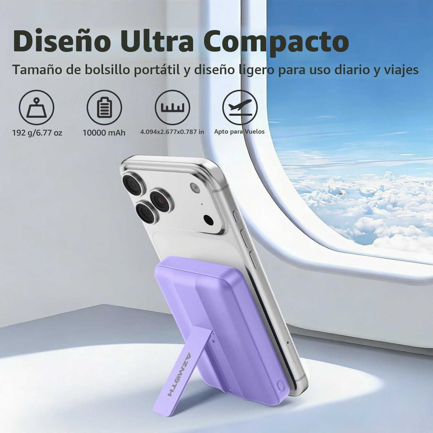 Azmuth Banco de energía magnético, 10000 mAh para batería MagSafe,...