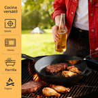 EWFEN Juego de 3 sartenes de hierro fundido, utensilios de cocina presazonados de calidad de chef profesional de alta resistencia, sartenes de 6, 8 y 10 pulgadas para freír, saltear y cocinar, usar en interiores y exteriores, horno, parrilla