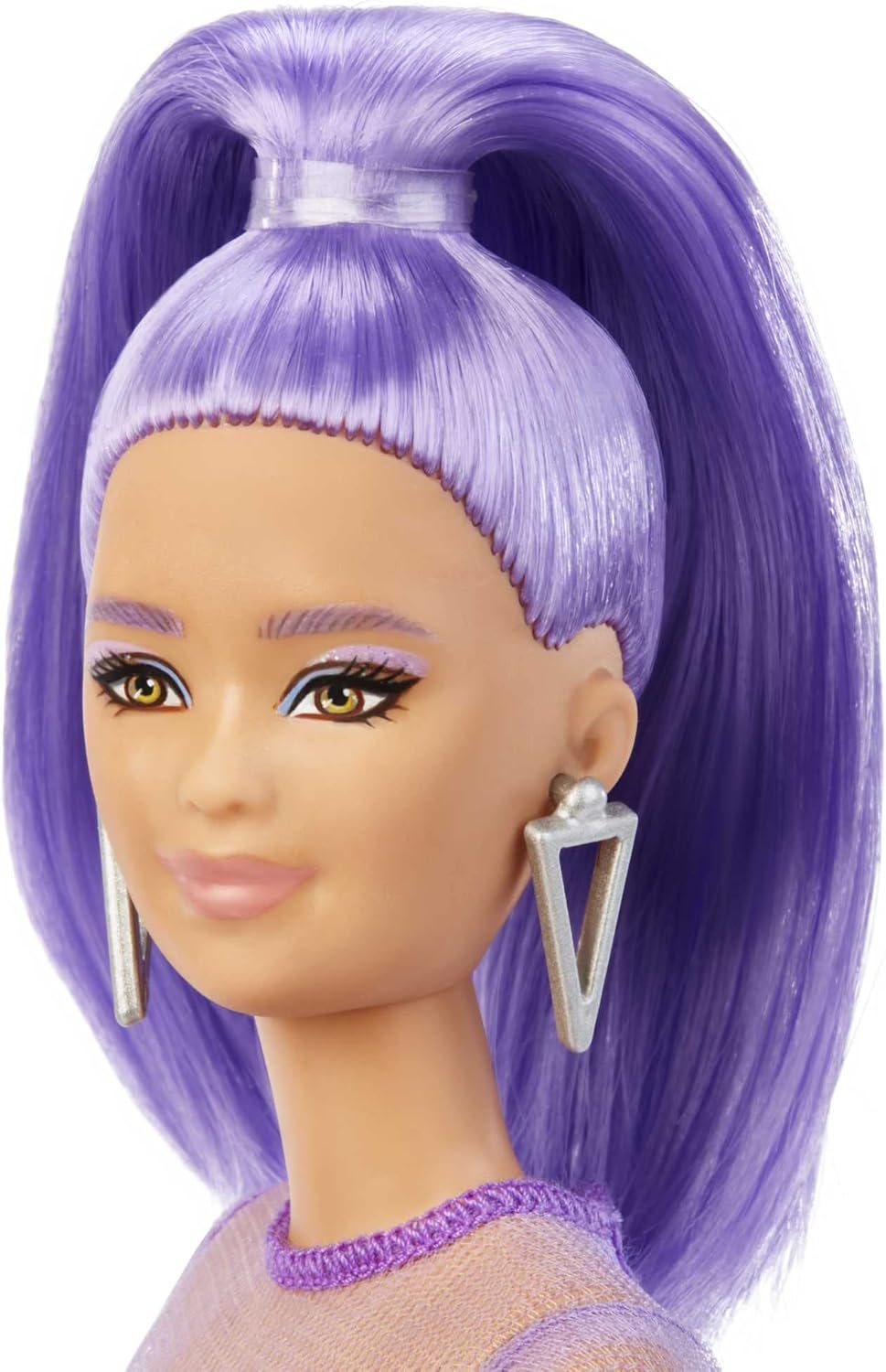 Barbie Fashionistas - Muñeca pequeña, de pelo largo morado y vestid...