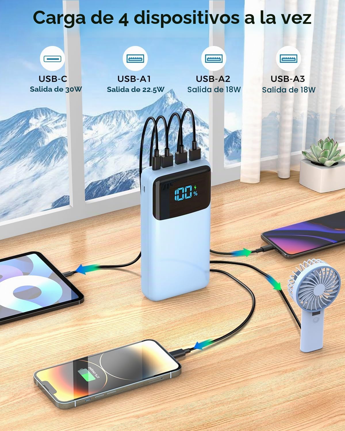 Cargador portátil Power Bank 50000mAh, PD 30W y QC 4.0 Carga rápida...