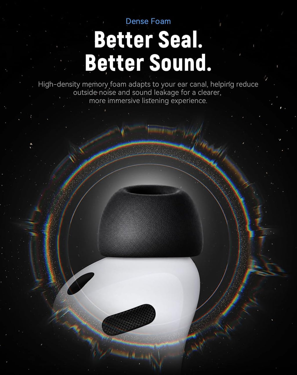 Puntas de espuma viscoelástica de reemplazo para AirPods Pro 3 (5 tamaños) - Negro