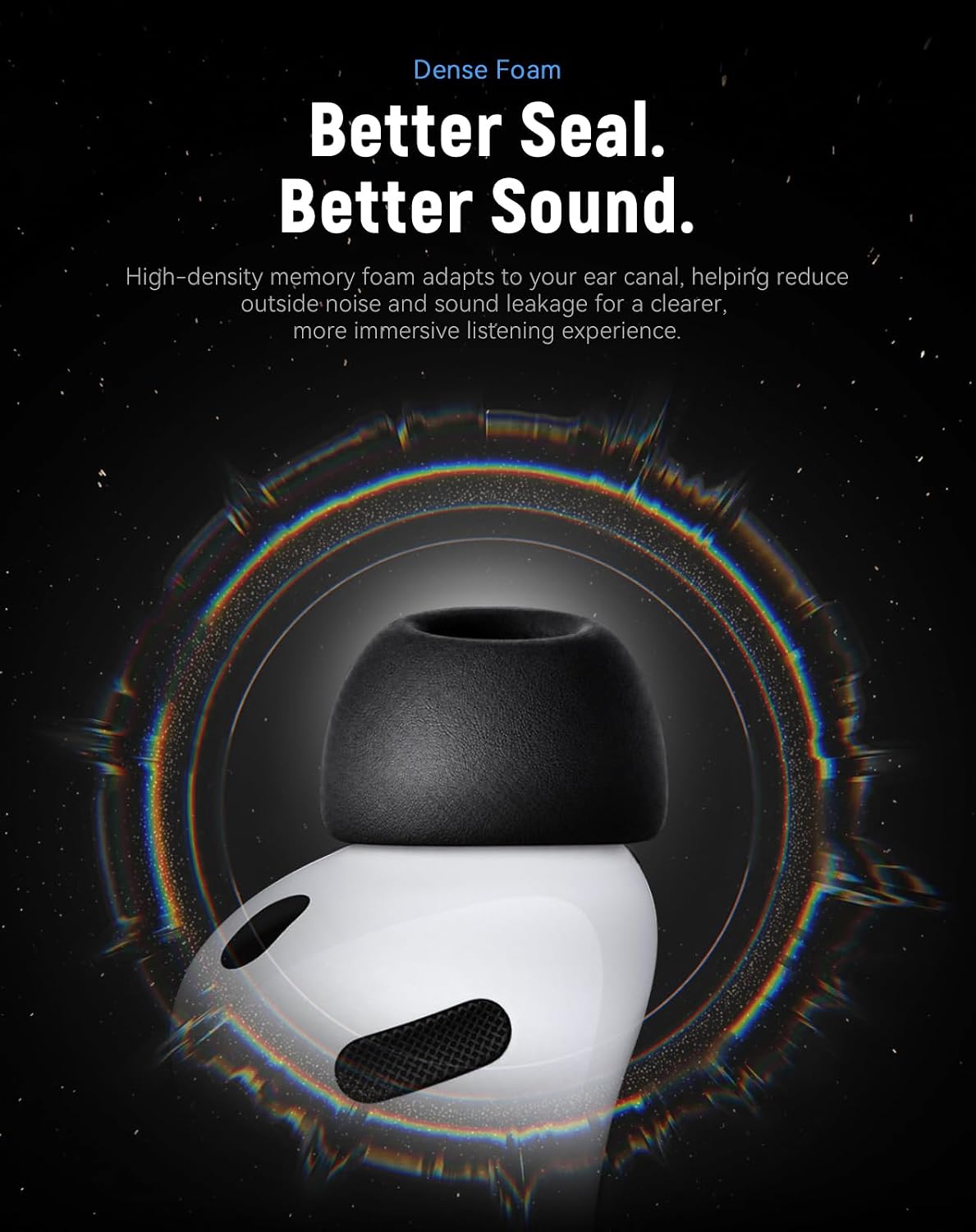 Puntas de espuma viscoelástica de reemplazo para AirPods Pro 3 (5 tamaños) - Negro