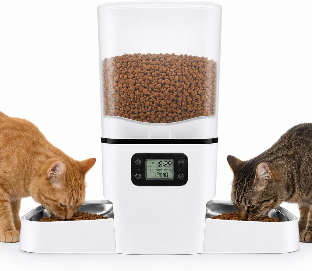 Comedero Automático para 2 Gatos y Perro Pequeño, 6L Gran Capacidad para Comida Seca