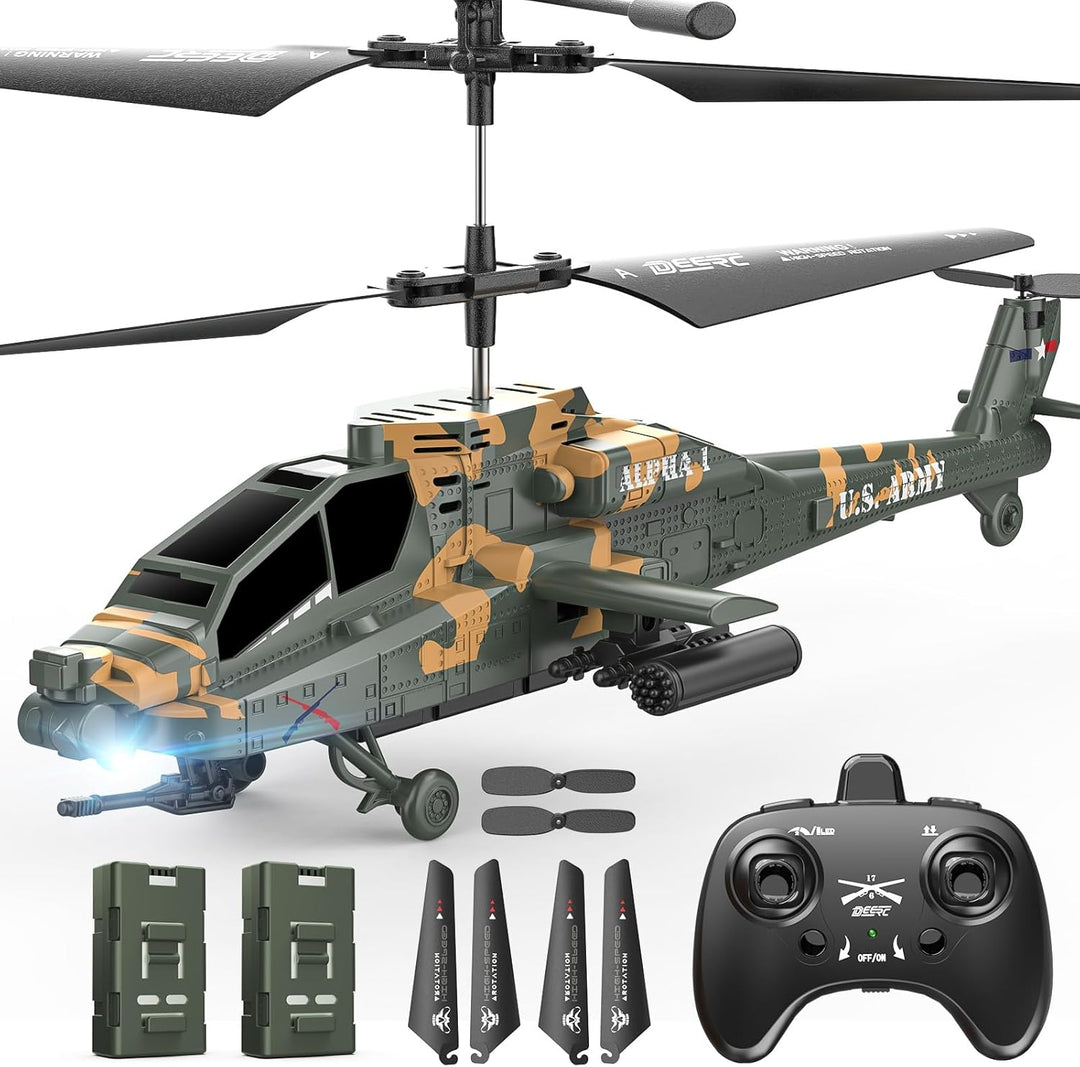 DEERC Helicóptero RC Apache para niños de 8-12 años, helicóptero de...