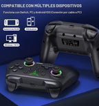 ELISWEEN Controlador Switch, Controlador Inalámbrico Compatible con Switch 1/Switch 2/Switch Lite/OLED, Controladores Inalámbricos para Switch que funcionan con iOS/Android/PC con Luz RGB, Programable