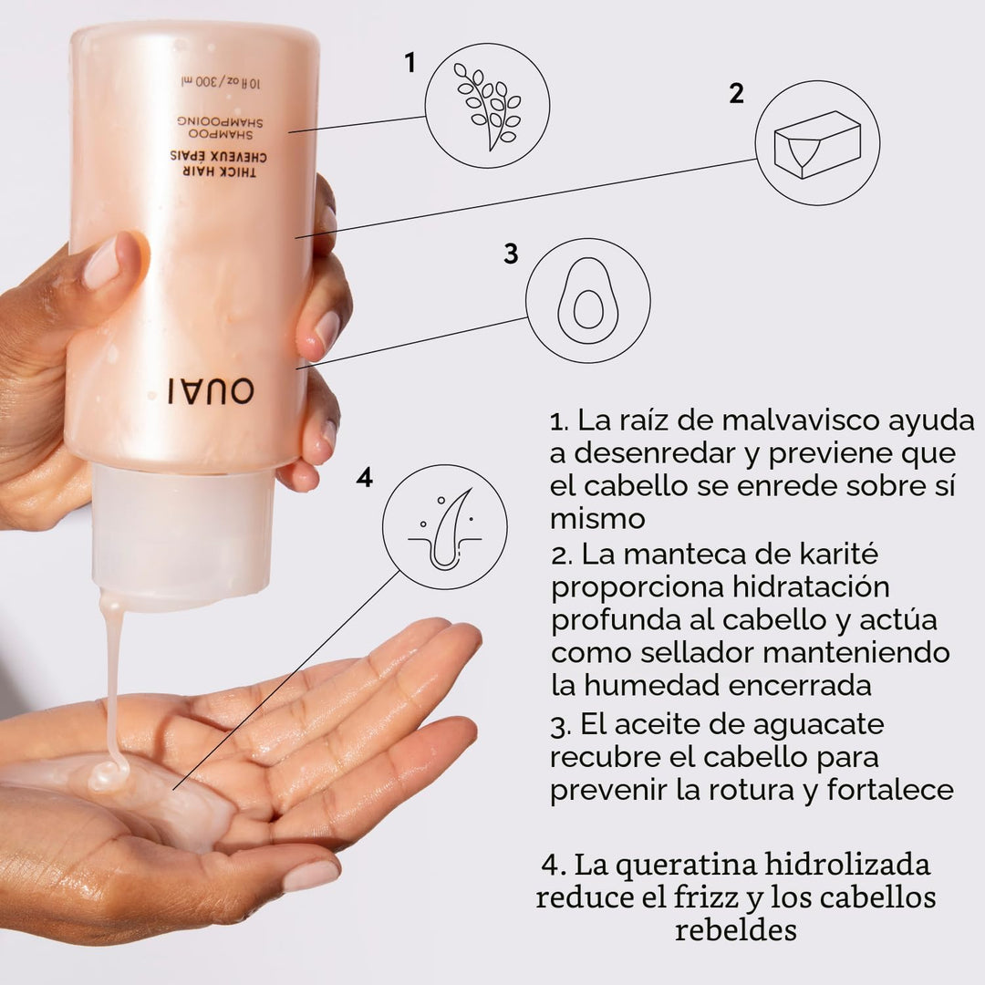 OUAI Juego de champú y acondicionador para cabello grueso, champú y...