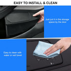Safego Bote de basura para puerta delantera de automóvil para Tesla Model Y Juniper/YL 2026 2025, paquete de 2 cajas de almacenamiento para puerta lateral, accesorios organizadores con diseño de tapa