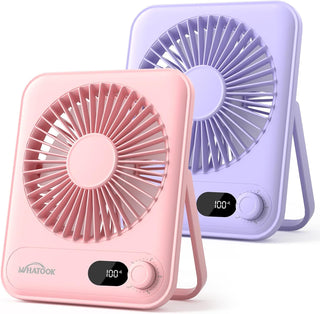 WHATOOK Paquete de 2 Ventiladores de Escritorio Pequeños: Batería d...