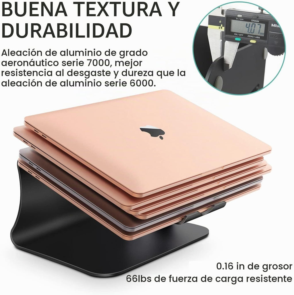 Soporte para portátil de aluminio con ventilación térmica para MacBook Air/Pro, Dell, HP, Lenovo, Microsoft Surface, Samsung de 11 a 16 pulgadas (negro)