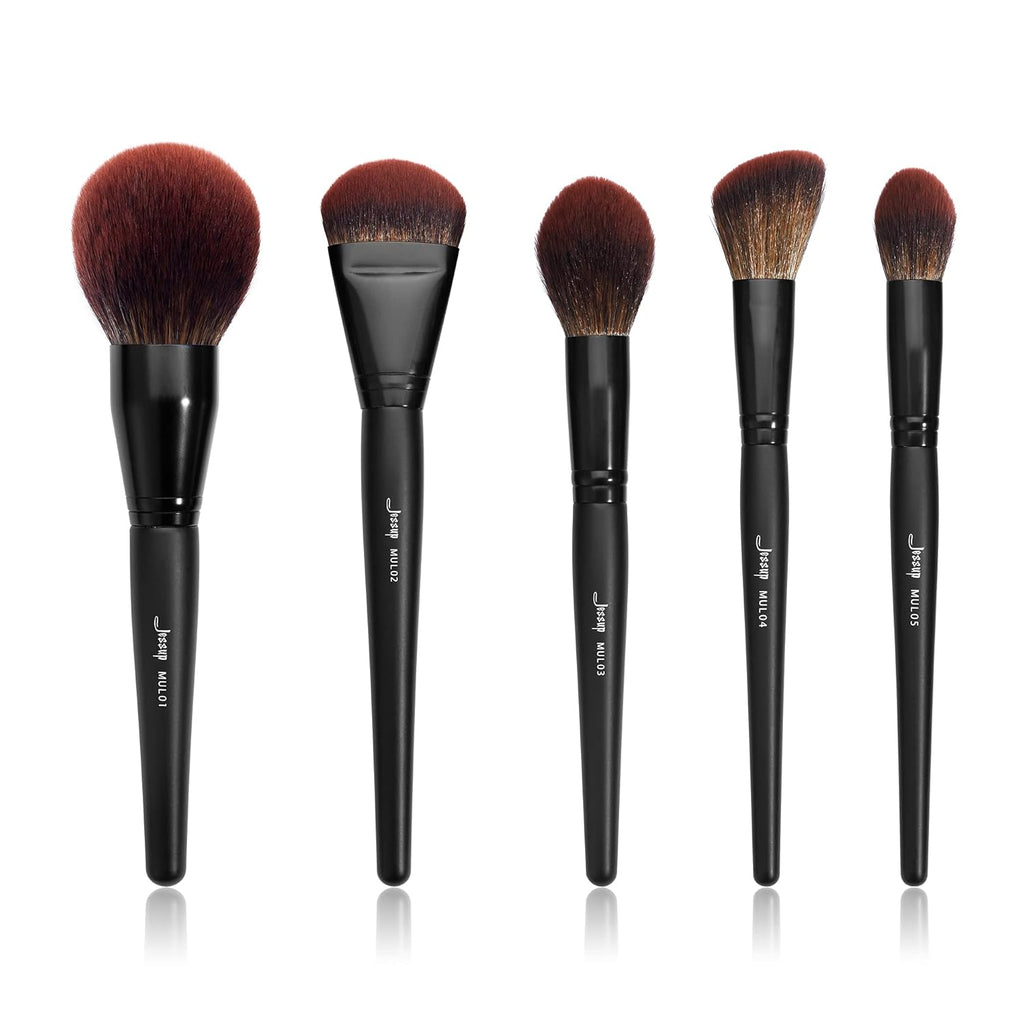 Jessup Pinceles de maquillaje de cara grande, 5 piezas