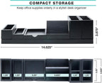 Excello Global Products Organizador magnético de escritorio | 6 compartimentos extraíbles para bolígrafos, lápices, postes, clips, teléfono celular y suministros de oficina (negro)