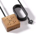 SUPERDANNY - Enchufe múltiple con protector de subida de tensión, cable de extensión de escritorio con 4 salidas muy espaciadas y 4 puertos USB inteligentes, estación de carga portátil para el hogar