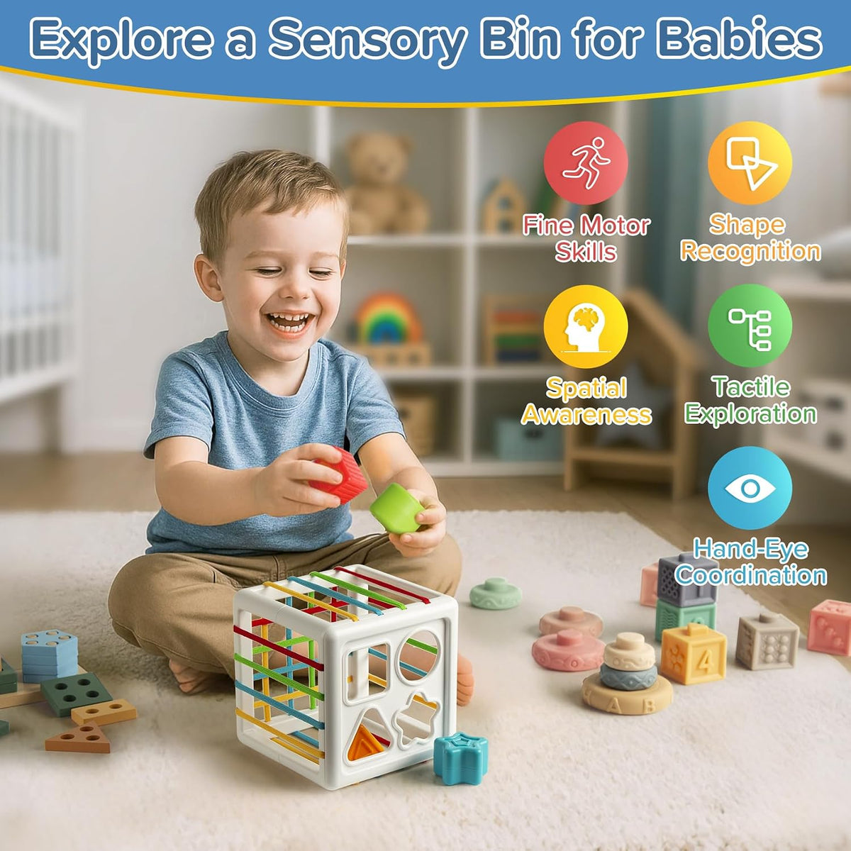 Somastung Juguetes para bebés 7 en 1 de 6 a 12 meses, juguetes Montessori para bebés de 6-9-12-18 meses