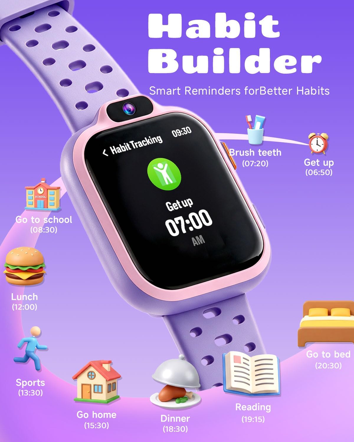 BIGGERFIVE Reloj inteligente para niños, reloj de fitness de 1.8 pies