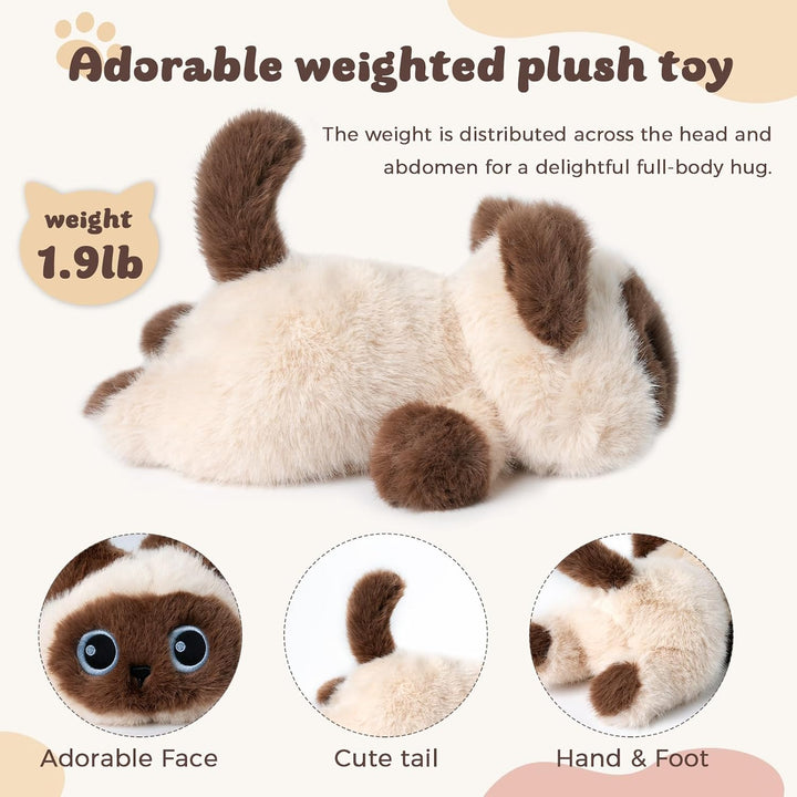 YOUBLEK Animales de Peluche con Peso de 1.9 libras Gato Siamés - Ju...