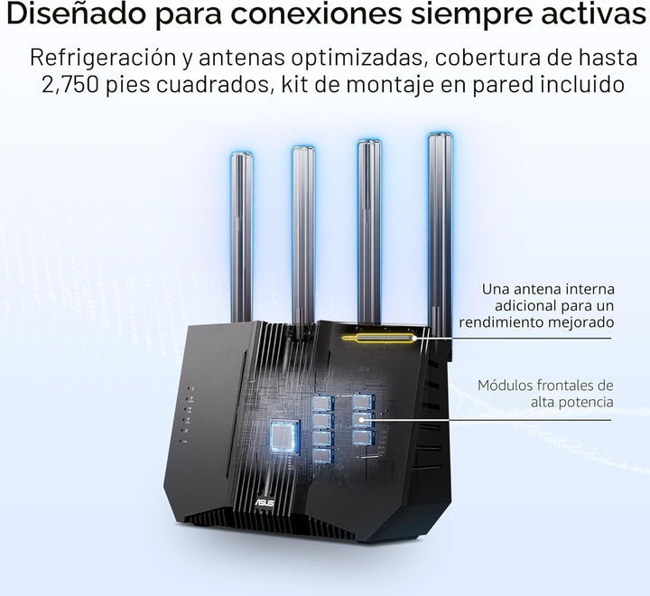 ASUS RT-BE92U BE9700 Router WiFi 7 de tres bandas, admite nuevo anc...