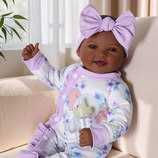 BABESIDE Black Baby Doll, Soft Body 17 Inch Baby Doll with Bottle &...