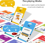 Startcan Tarjetas parlantes en español e inglés para niños pequeños de 1 a 6 años, juguetes audibles para que los niños aprendan español - 258 tarjetas y 516 palabras (Rosa)
