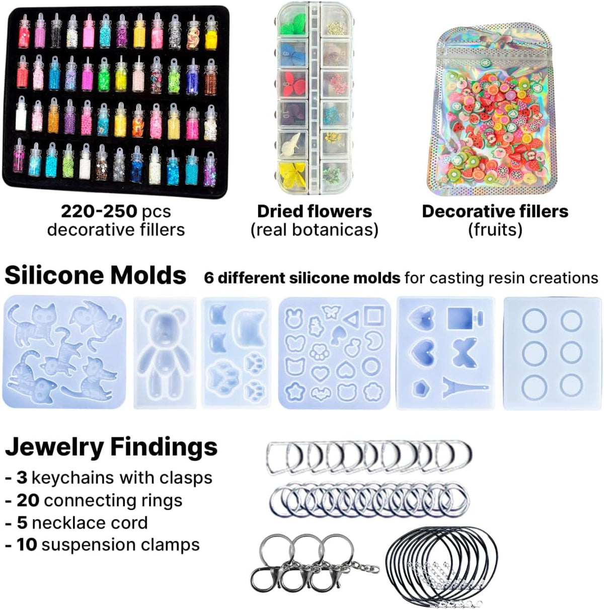 Lámpara ESAM Group Kit de fabricación de joyas de resina UV para niños, adolescentes y principiantes, juego completo de inicio con lámpara UV, 6 moldes de silicona, 48 purpurina, 3 pigmentos, hallazgos de joyería, flores secas y herramientas (kit de lujo)