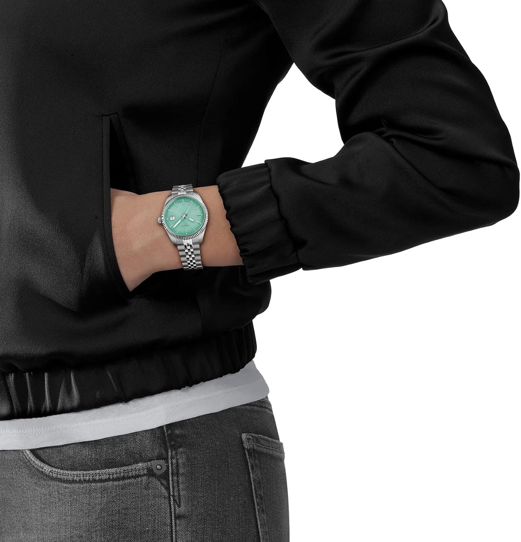 Tissot Ballade, cuarzo suizo, 1.339 en, esfera verde claro, reloj para mujer