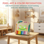Hape Piano Dynamic Pixel - Piano interactivo 3 en 1 de madera para niños pequeños de 1 a 6 años, juguete sensorial musical con pantalla LED de píxeles, melodías guiadas y sonidos de animales, regalo educativo de aprendizaje temprano