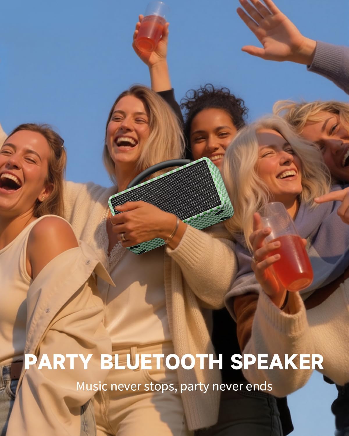 DINDIN Altavoz Bluetooth Portátil: 80W (Pico), 20H Tiempo de Reprod...