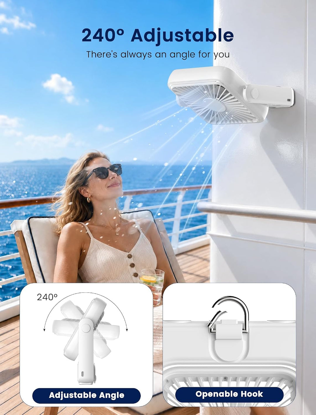 DRIFWIN Ventilador magnético aprobado por crucero, ventilador de vi...