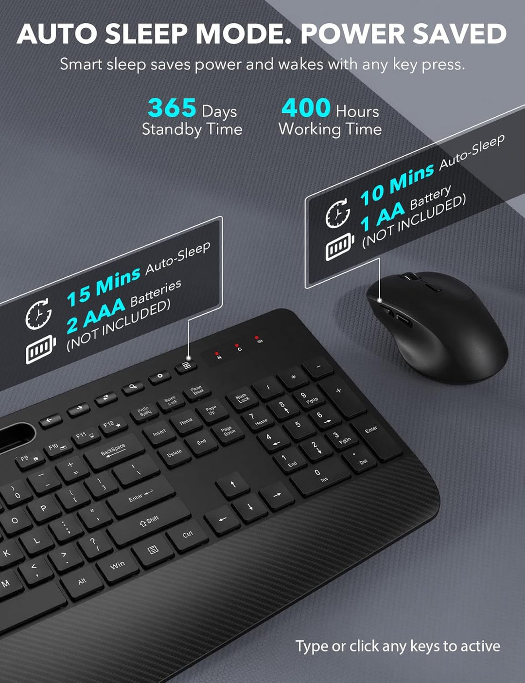 Combo de teclado y mouse inalámbrico - Teclado ergonómico de tamaño...