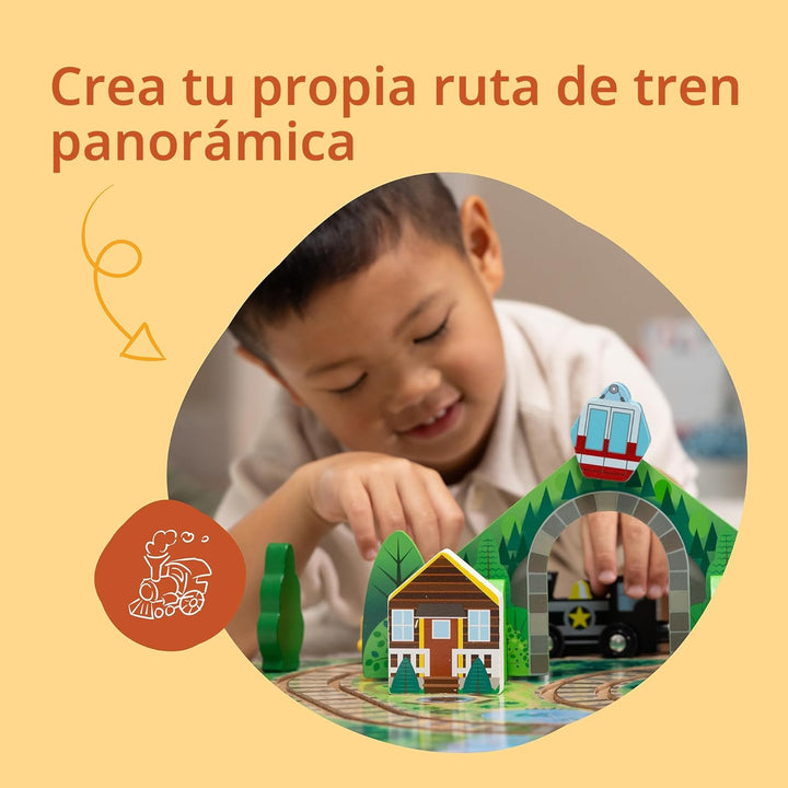 Melissa &amp; Doug Juego de Mesa de Ferrocarril Portátil con Juguet...