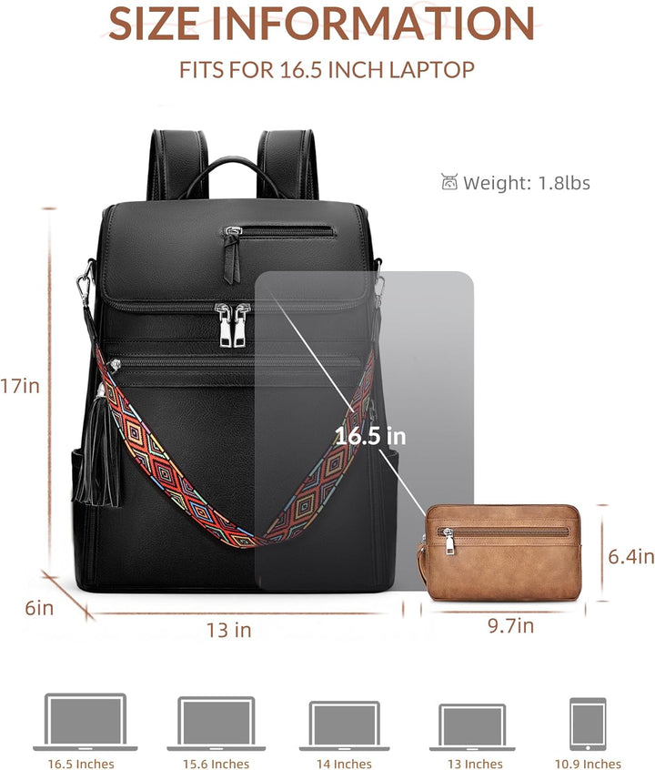 SYTRAH - Mochila de cuero para laptop para mujer, Bolso de laptop d...