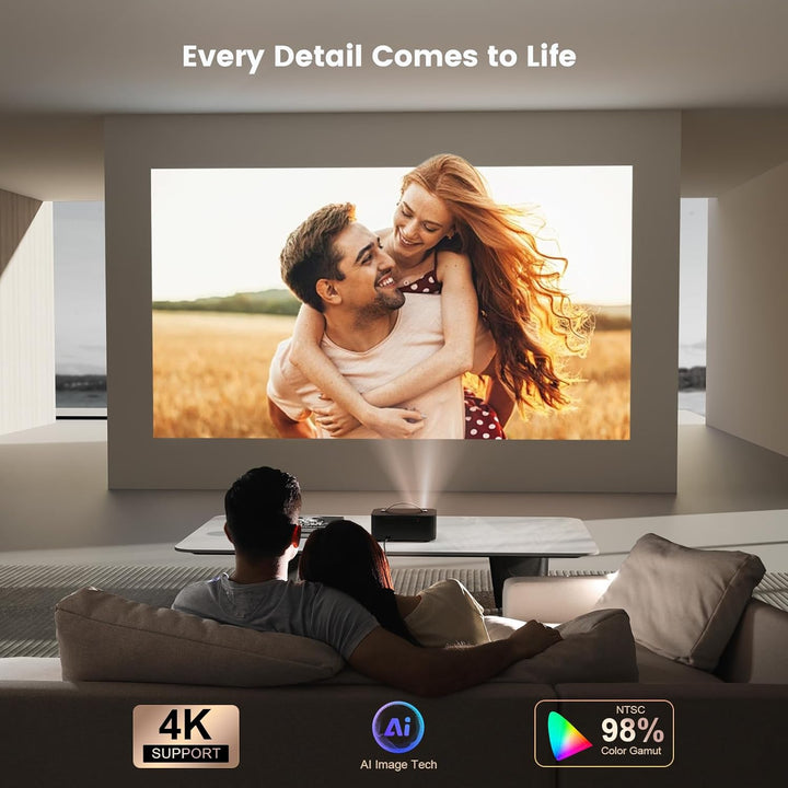 Projector-4K with WiFi and Bluetooth: [50W DoIby\/AI Auto Focus\/Bu...